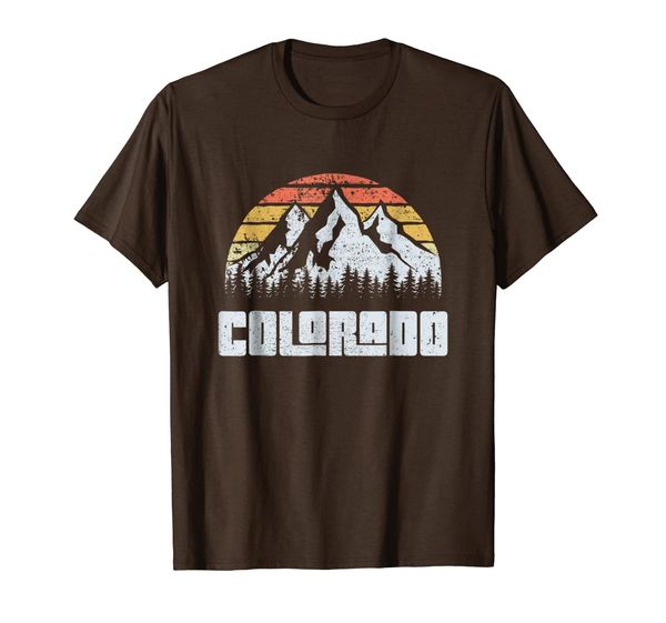 

vintage colorado mountains state nature sun retro t shirt, White;black