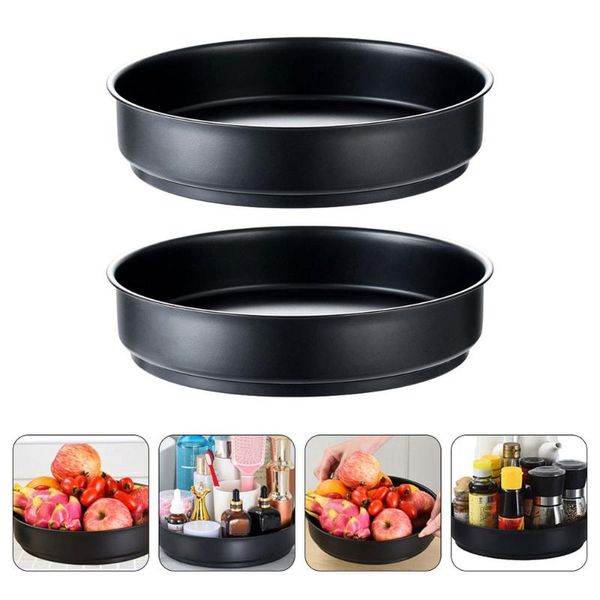 

storage boxes & bins 2pcs kitchen holders rotatable seasoning racks (black)