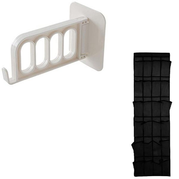 

hangers & racks hanging shoes organizer 24 large mesh pocket with clothes-hook plastic wall mount traceless storage holders