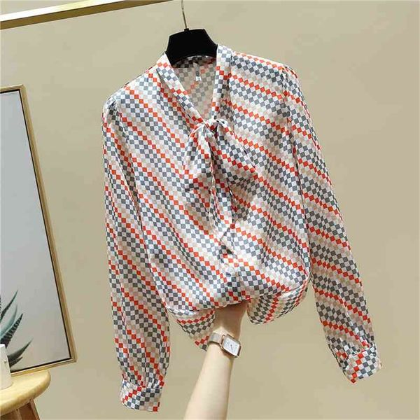 

autumn fashion women's bow collar long sleeves chiffon shirts female ladies shirt blouse a4053 210519, White