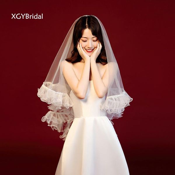 

bridal veils short ivory wedding hippocampus shape travel s polyester simple fluffy yarn arrival accessories, Black