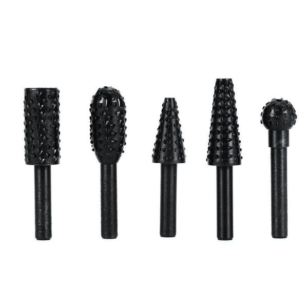 

professional drill bits 5pcs rotary burr set of wooden rasp carving file 6mm shank tool