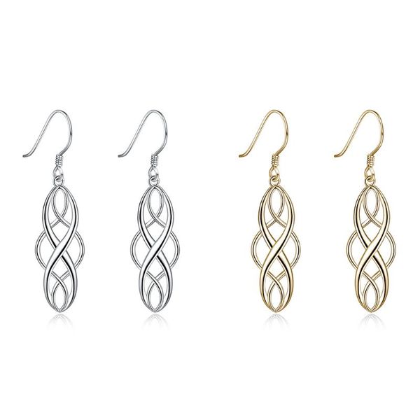 

stud zemior woman studs earings geometric 925 sterling silver jewelry engagement party gift long shiny fashion wedding earrings, Golden;silver