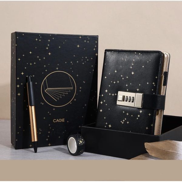 

notepads constellation notebooks journals binder agendas planner daily schedule book with lock gift school business office handbook, Purple;pink