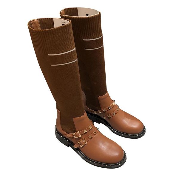 

boots 2021 autumn/winter season high tube knee rider chimney british style woman, Black