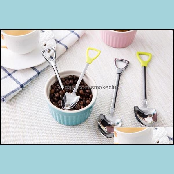 Spoons Talheres Cozinha, Bar de Jantar Home Jardim de Aço Inoxidável Colher Shovel Forma Design Café Sopa Sopa de Sopa Longa Handle Chá Drop