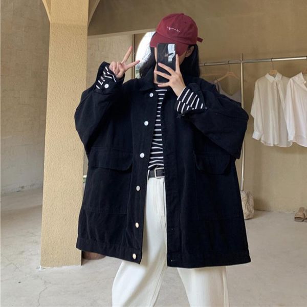 

women's jackets spring autumn denim jacket black coat oversize loose leisure women 2021women's clothing, Black;brown