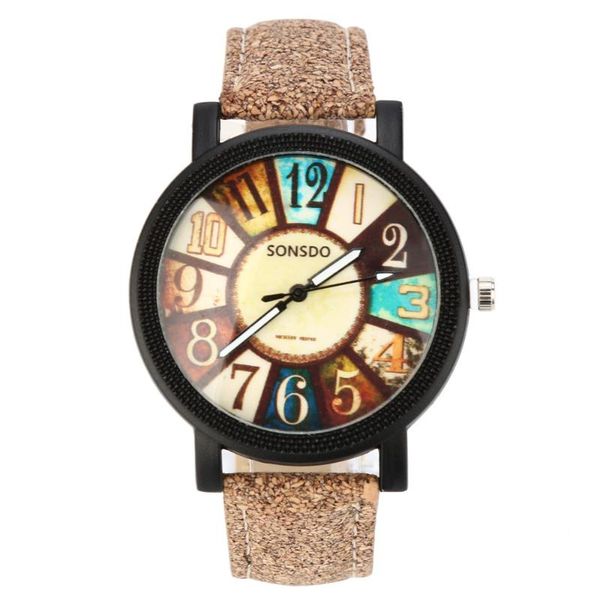 

wristwatches reloj hombre harajuku graffiti pattern leather band analog quartz wrist watches women's fashion ladies clocks b50, Slivery;brown