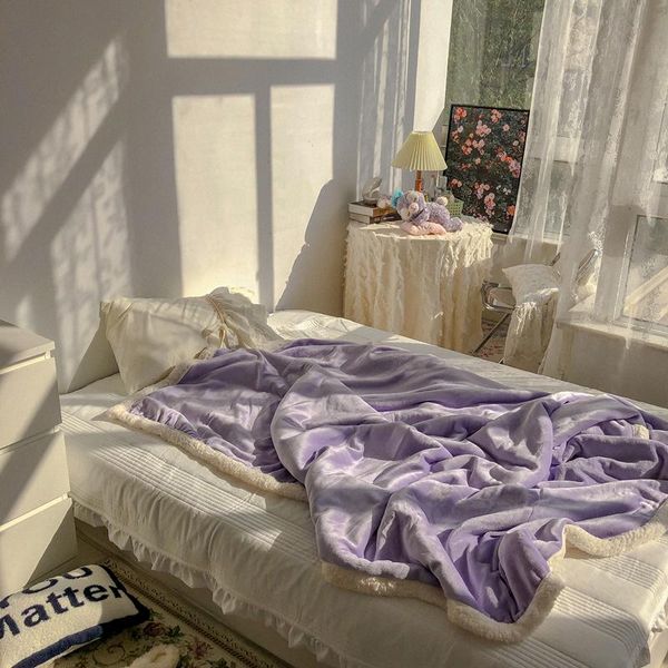 

blankets nordic thick blanket solid colo rautumn designer warm flannel protector wearable narzuta na lozko household goods dh50tz
