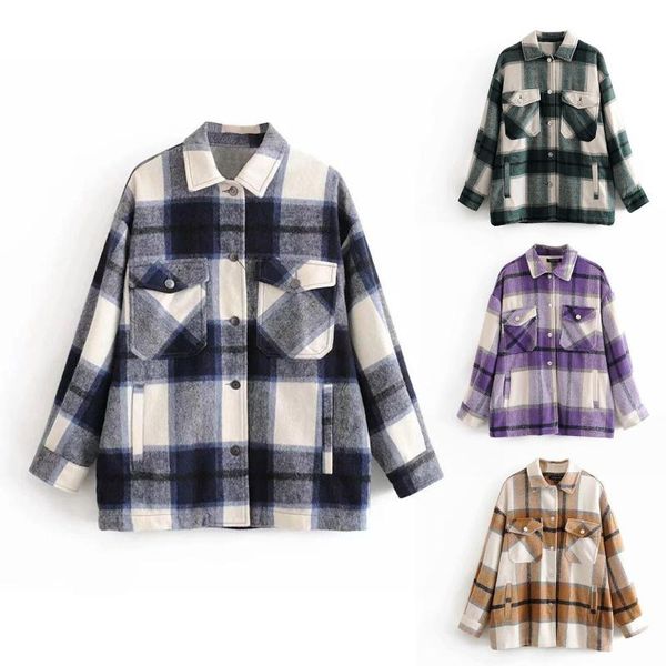 

coat winter women jacket 2021 fashion casual pockets printed long sleeve blouse women's jackets, Black;brown