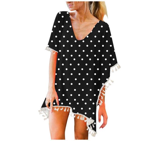 

two-piece suits women's swimming suit bikini swimsuit swimwear trim kaftan chiffon tassels beach loose cover up