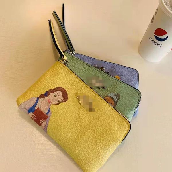 

luxury design handbag summer 2021 new pu princess hand women's lovely printing color bag wallet metal