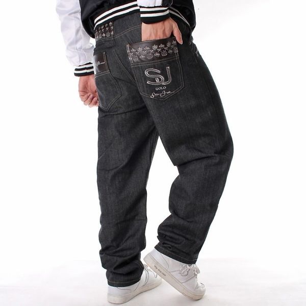 

men's jeans loose hip hop mode rectal fit jeans casual quality baggy plus male size streetwear dance denim pants fall csgl, Blue