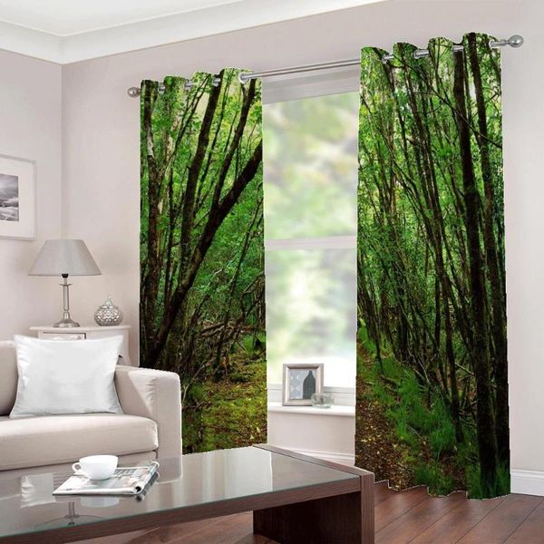 

curtain & drapes custom 3d po forest tree small road scenery window curtains for living room bedroom home decoration sets