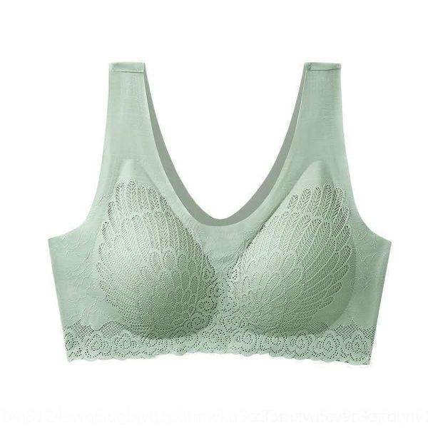 

gky 2020 women's seamless one piece thai natural latex underwear lace bra underwear 4.0 women's lace sports bra without steel ring, Red;black