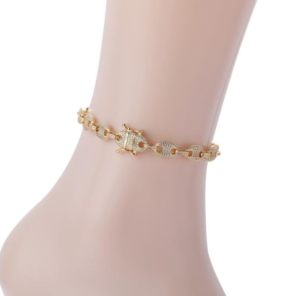 

anklets bling 9mm anklet 9inch 10inch brass chain mirco pave prong setting for women foot jewelry a006, Red;blue