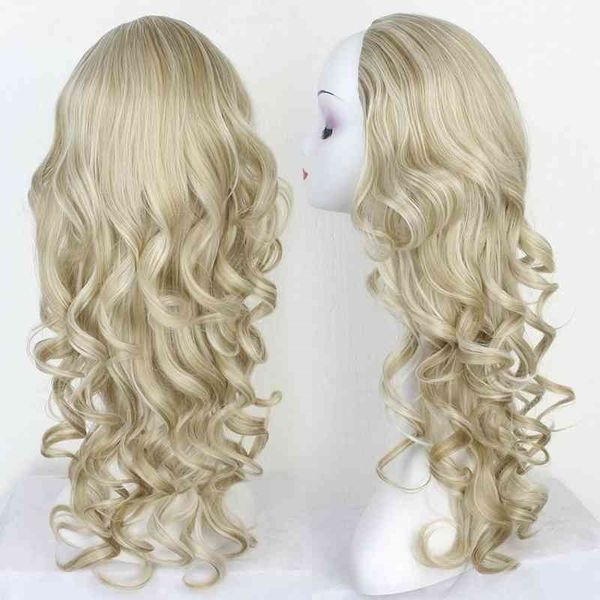

curly headgear chemical fiber hair 3 / 4 half fall wig, Black