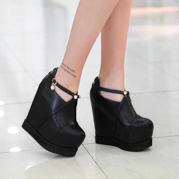 

boots models catwalk thick bottom wedges short 2021 fashion ankle europe and america increase within womens, Black