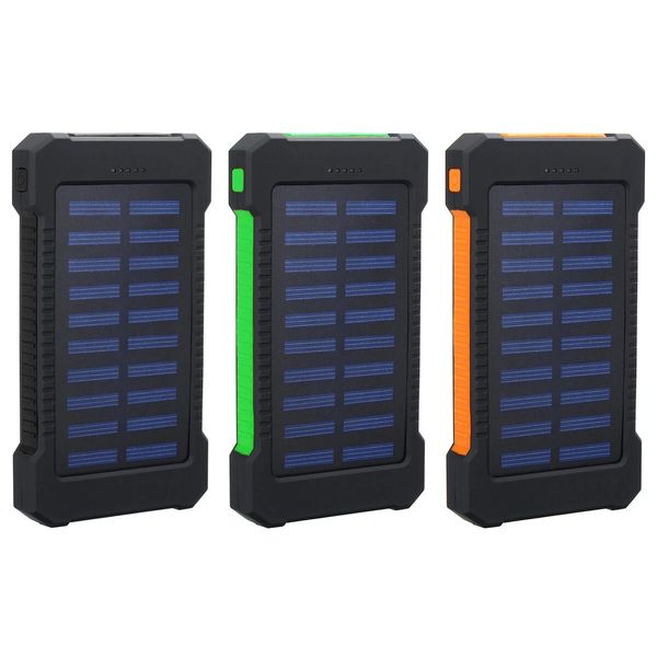 

solar power bank 8000mah portable waterproof charger with led light - green