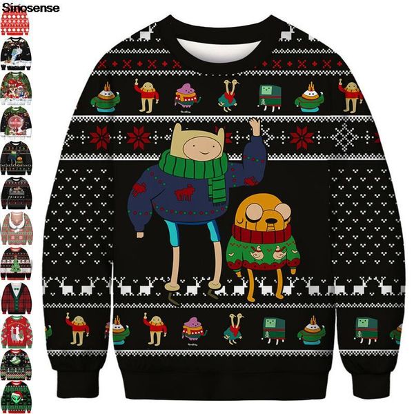 

men's sweaters men women christmas sweater 3d funny cartoon anime printed ugly sweatshirt pullover autumn crewneck xmas jumpers, White;black