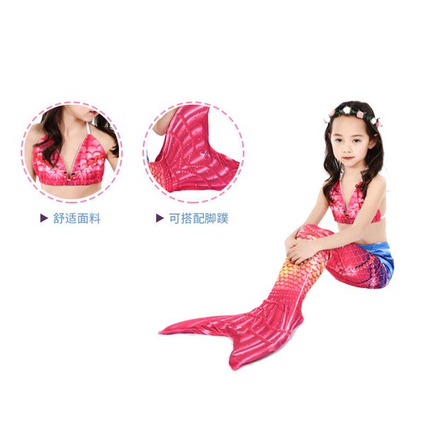

2019 tail new children's mermaid swimsuit bikini, White;black