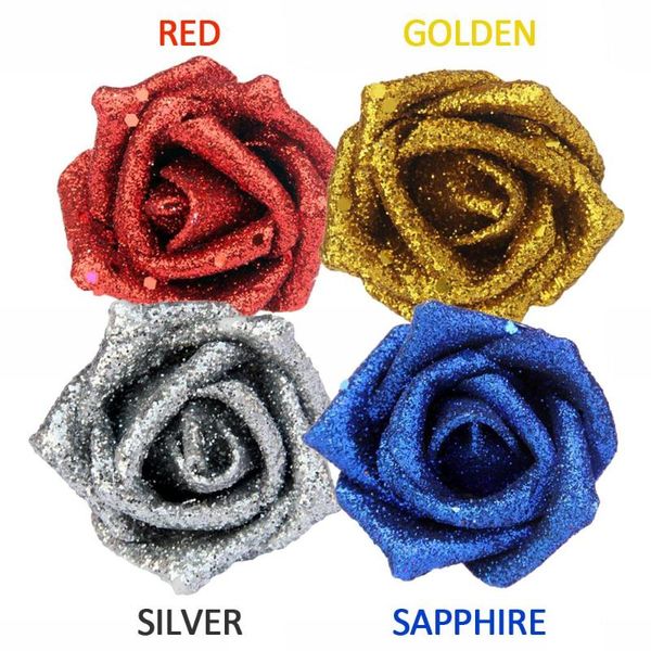 

decorative flowers & wreaths glitter foam rose 10pcs 6cm family venue decoration flower wreath artificial roses lightweight pe valentine&#03