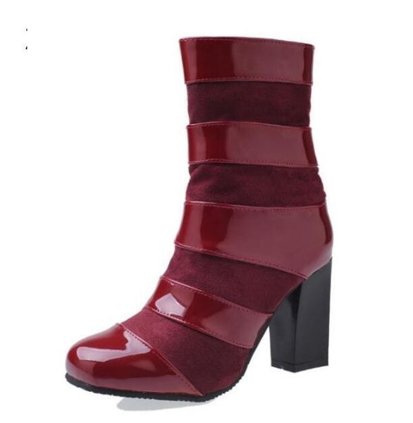 

boots zapatos mujer fashion laides plus size 22-66 autumn shoes woman women pumps punk winter chunky high heels girls g61128, Black