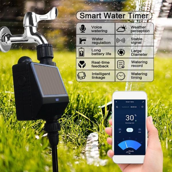 

kkmoon smart water valve solar-powered automatic watering system timer self device irrigation controller equipments