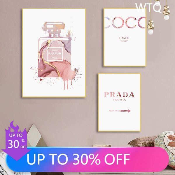 

paintings nordic pink perfume wall art canvas painting fashion woman posters prints modern vogue pictures living room home decoration
