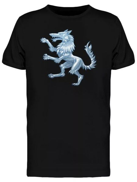 

silver heraldic wolf men's tee -image by shutterstock, White;black
