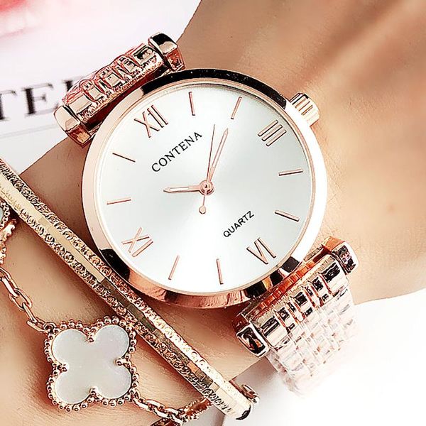 

wristwatches relogio feminino 2021 ladies watch famous brand female clock luxury stainless steel quartz dress wrist watches for women, Slivery;brown