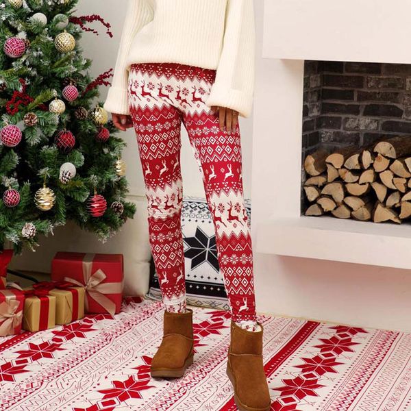 

2021 christmas leggings women xmas long leggings for women slim workout pants female winter trouses print fitness legging ladies, Black