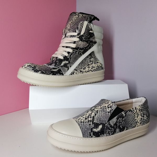 

snake pattern boots for men soft leather men's flat boots shoes big size p15d50, Black