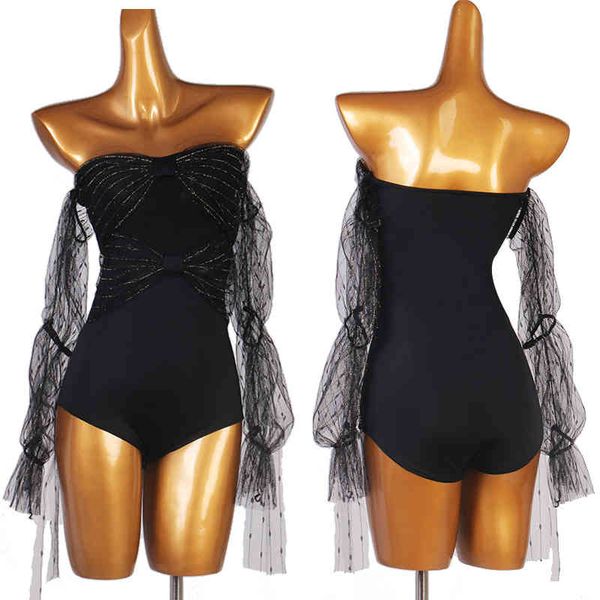 

stage wear latin dance leotard one-piece standard modern ballroom for women f445, Black;red