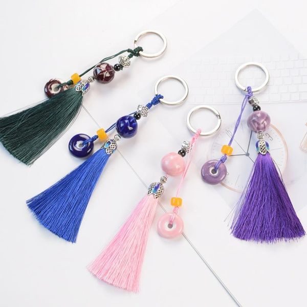 

keychains creative tassel student backpack fashion valentine's day accessories keyring cute men and women gift pendant keychain, Silver