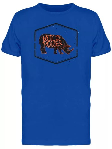 

wild power rhino logo tee men's -image by shutterstock, White;black