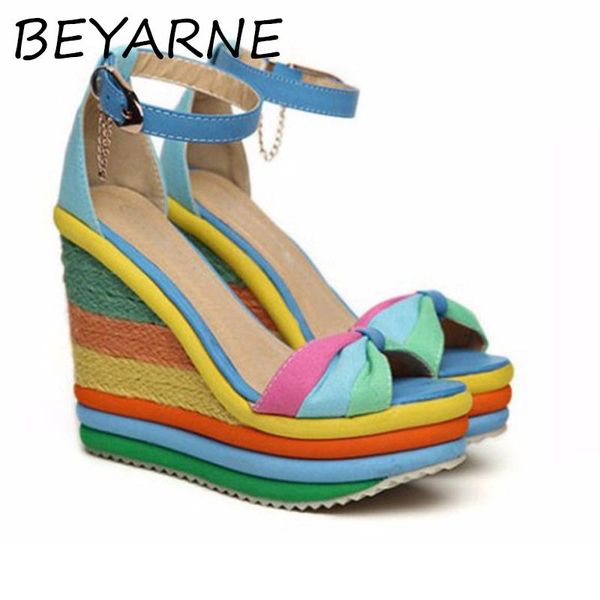 

summer ultra-move the rainbow thick bottom muffin fish bowl slope lady with thin cool casual shoes e089 sandals, Black