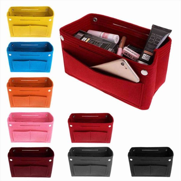 

organizer insert women felt fabric cosmetic bags travel handbag purse two size liner lady makeup female tote
