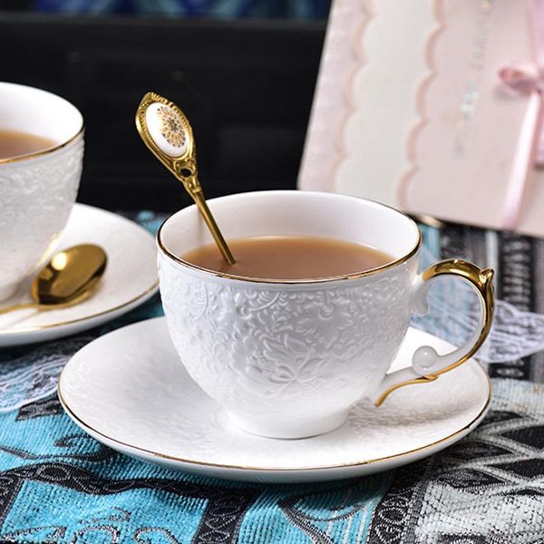 

mugs tea cups with gold embossed light luxury exquisite afternoon cup spoon ceramic coffee mug and saucer set flower