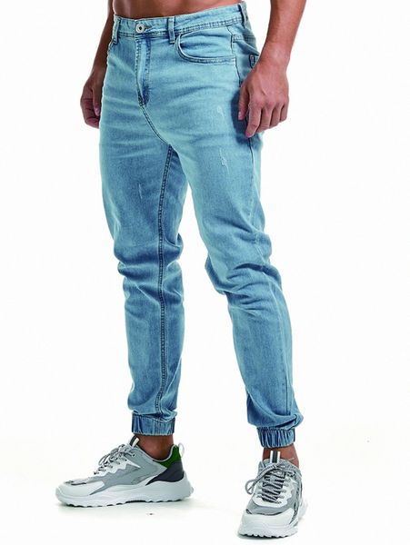 

romwe guys ripped jeans a3mz#, Blue