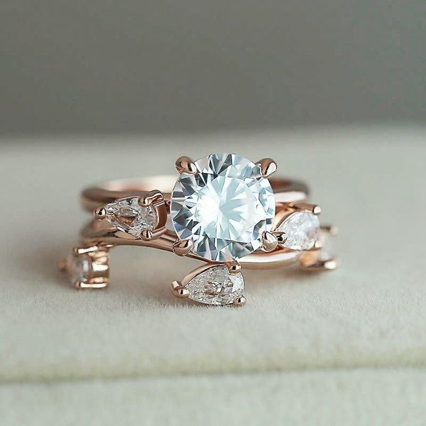 

wedding rings rose gold vine ring set for women engagement/wedding/party jewelry gift drop, Slivery;golden