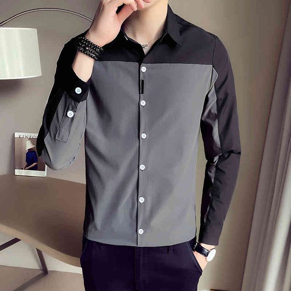 

men's casual shirts long sleeved shirt, tight, White;black