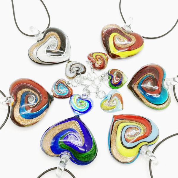

earrings & necklace 6 pair of wholesale mixed heart shaped glass pendant set fashion jewelry, Silver