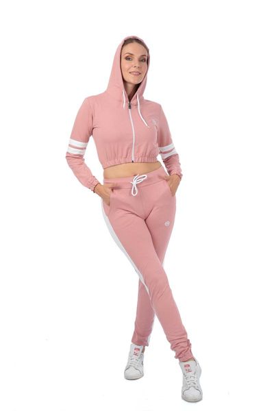 

women's hoodies & sweatshirts pink hooded belly tracksuit set, Black