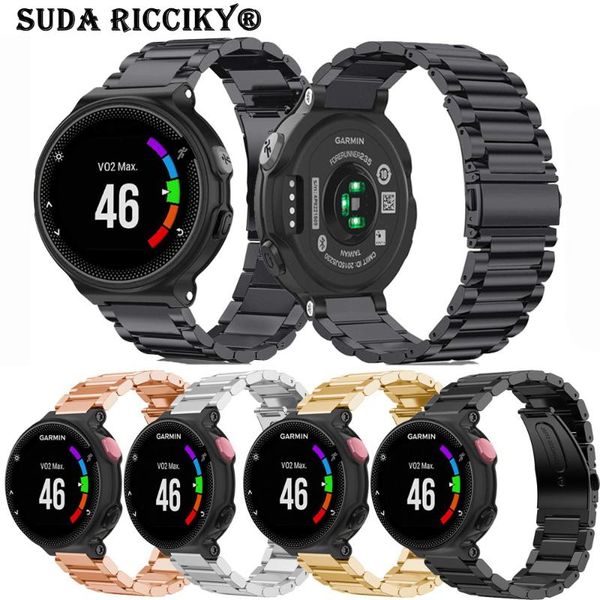 

watch bands metal strap for garmin forerunner 230 220 235 630 620 735 smart wristband stainless steel bracelet band accessories, Black;brown
