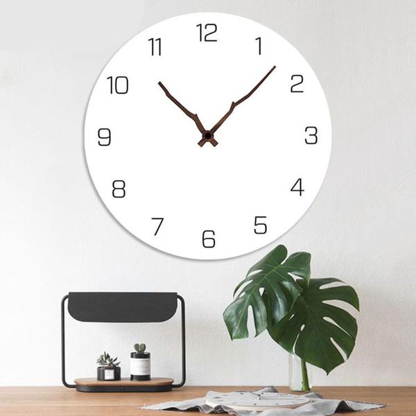 

wooden board mute decorative clock bedroom living room normal digital european home decor arabic numeral dial watches wall clocks