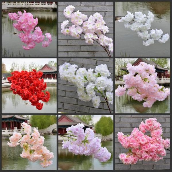 

decorative flowers & wreaths 1m long cherry blossoms artificial branches wedding arch decoration peach branch background wall hanging fake f