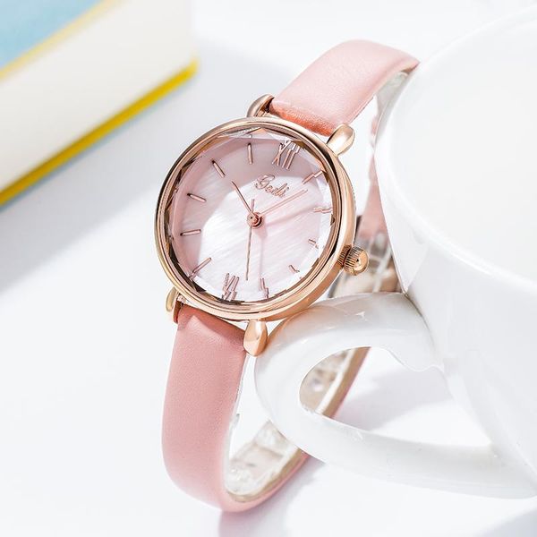 

wristwatches gedi small pink women fashion watches simple bracelet watch ladies casual elegant quartz relogio feminino, Slivery;brown