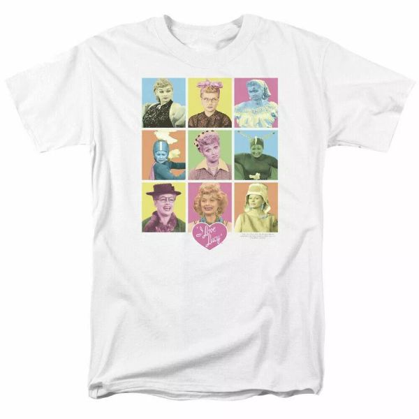 

I Love Lucy So Many Faces T Shirt Mens Licensed Classic TV Show White, White;black
