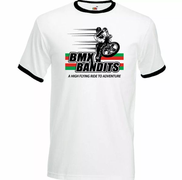 

bmx bandits t-shirt mens retro movie 80's film cycling bike mtb chopper top, White;black